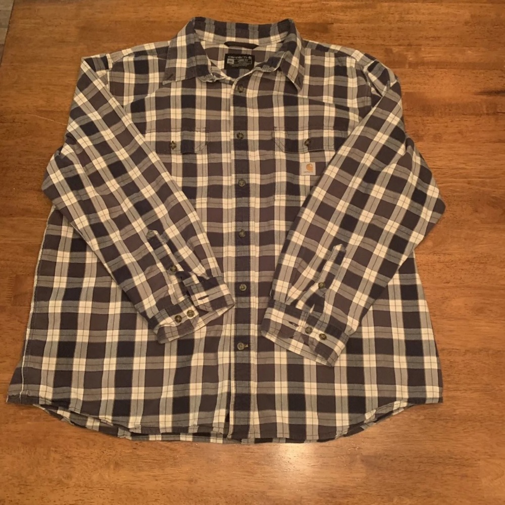 Carhartt 104910 Loose Fit Chambray Long Sleeve Shirt Size 2XL Navy